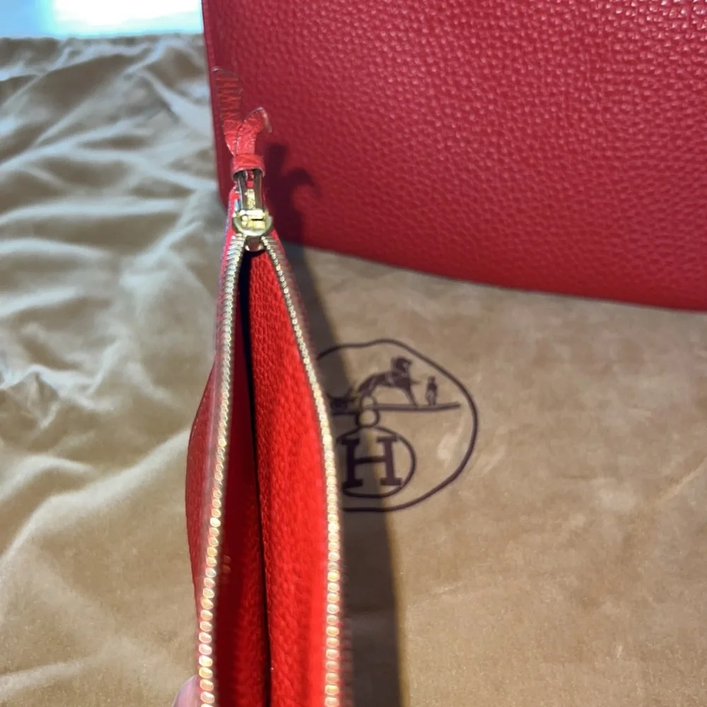 Hermes Dogon Duo Wallet Rouge Leather
